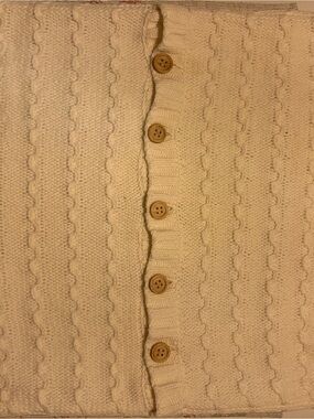 White Cream Cable Knit Wooden Button - Pillow Case